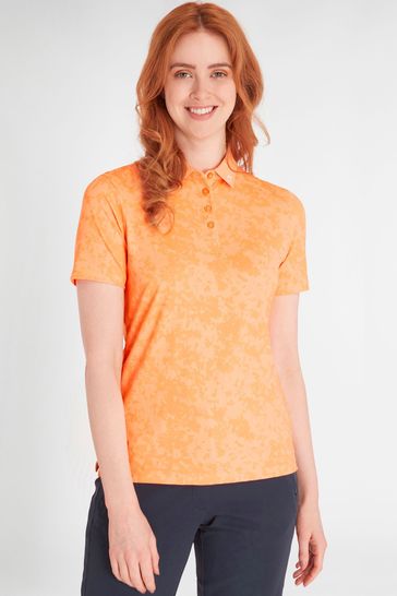 Calvin Klein Golf Orange Canvas Print Polo Shirt