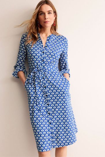 Boden Blue Julia Jersey Shirt Dress