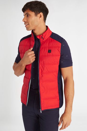 Calvin Klein Golf Red Rangewood Full Zip Hybrid Gilet