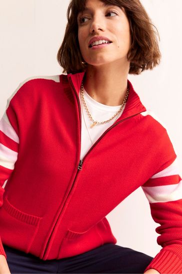 Red zip up cardigan 2025