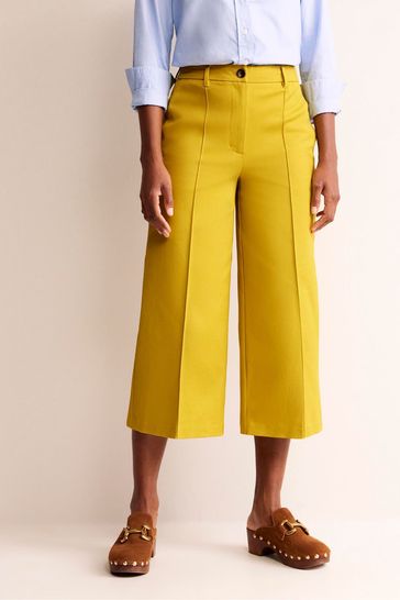 Boden Yellow Clean Wide Crop Trousers