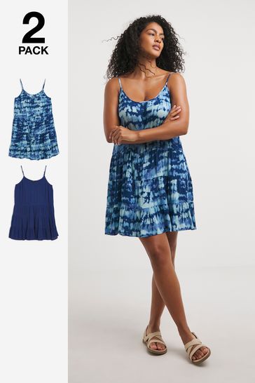 Simply Be Blue Tie Dye Value Beach Dresses 2 Pack