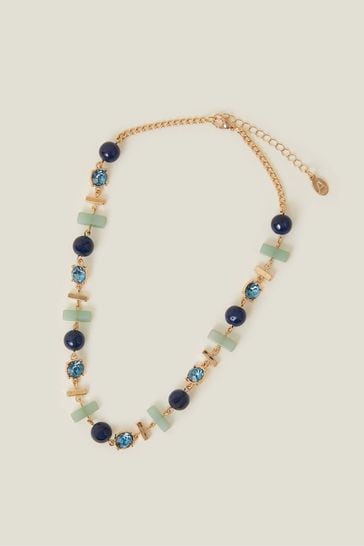 Buy Accessorize Blue Mixed Shape Stone Necklace from the Laura