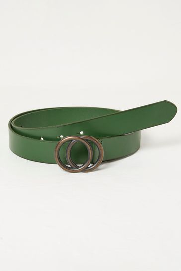 FatFace Green Jean Double Circle Belt