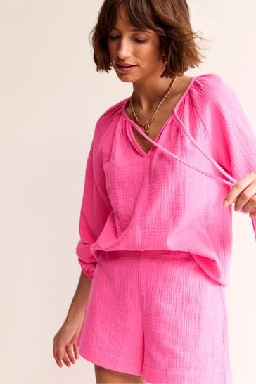 Boden Pink Serena Doublecloth Blouse