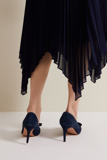 Buy Phase Eight Blue Suede Bow Front Court Shoes from Next Kuwait