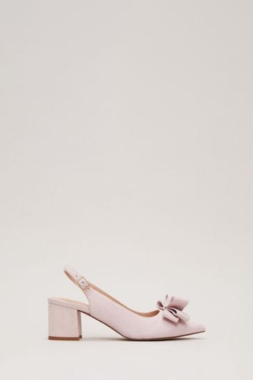 Phase Eight Pink Bow Front Block Heel Shoes