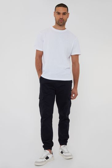 Buy Threadbare Black Cotton Jogger Style Cargo Trousers With Stretch from Next Bahrain