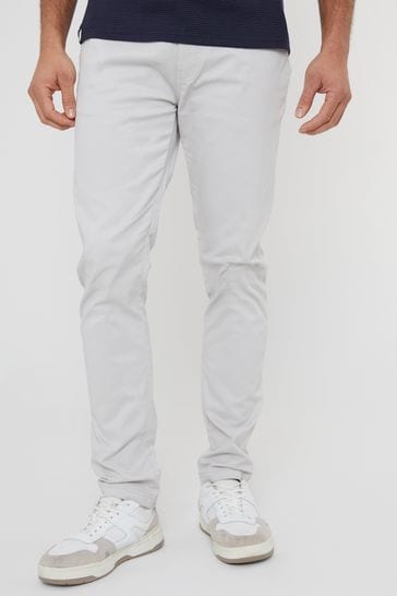 Threadbare White Cotton Slim Fit Chino Trousers With Stretch