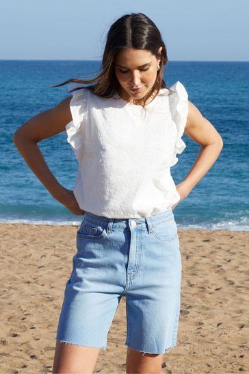 Buy Threadbare Blue Raw Hem Denim Bermuda Shorts from Next Australia