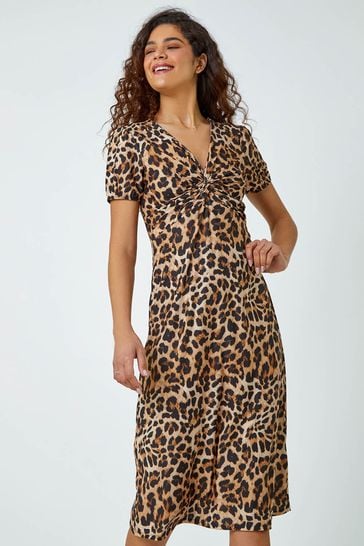 Leopard-print stretch-jersey midi dress