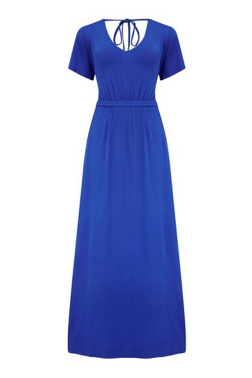 Pour Moi Blue Tie Back Jersey Maxi Dress with LENZING ECOVERO Viscose