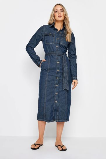 Buy Long Tall Sally Blue 100 Cotton Tie Waist Denim Dress from Next Bahrain
