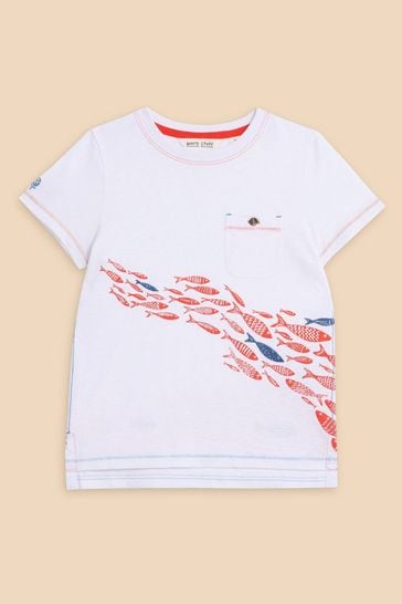 White Stuff White Shoal Fish Graphic T-Shirt