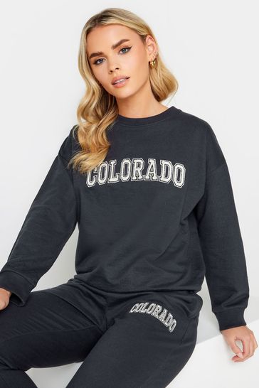 PixieGirl Petite Blue 'Colorado' Slogan Sweatshirt