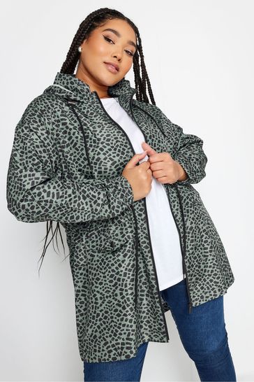 Yours Curve Green Animal Print Lightweight Parka Jacket