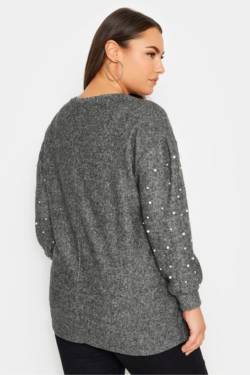 Buy Yours Curve Soft Touch Pearl Embellished Sweatshirt