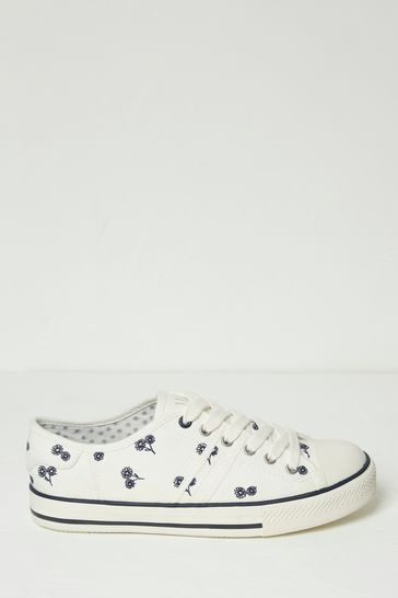 FatFace Natural Raya Canvas Lace Up Trainers