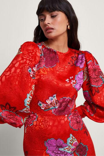 Monsoon red lace dress new arrivals