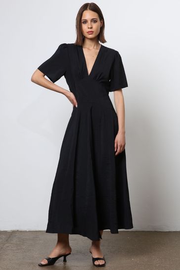 Religion Black Handkerchief Hem Maxi Dress in Soft Modal