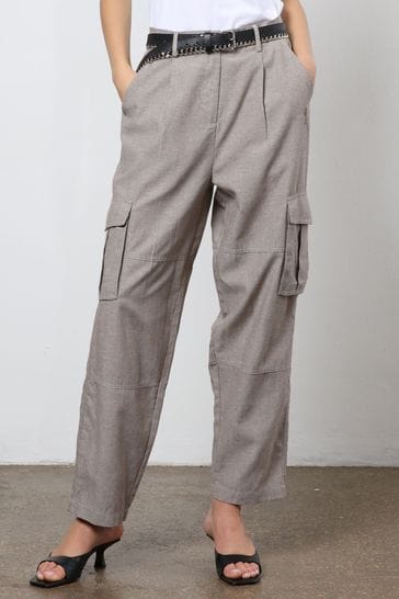 Religion Natural Linen Mix Cargo Utility Trousers