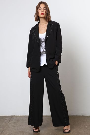 Religion Black Lightweight Casual Blazer With Stud Trims