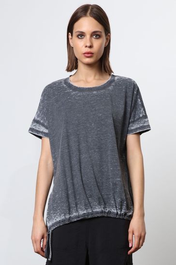 Religion Grey T-Shirt With Drawstring Detail In Textured Jersey