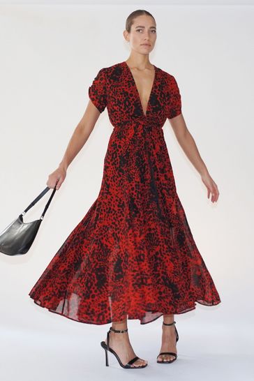 Religion Red Delight Wrap Dress With Full Skirt in Beautiful Prints