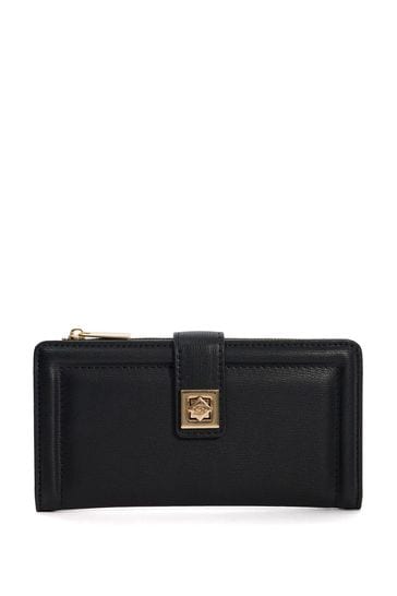 Dune London Black Klints Large Turnlock Detail Purse