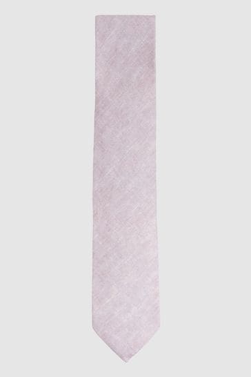Reiss Soft Rose Vitali Linen Tie