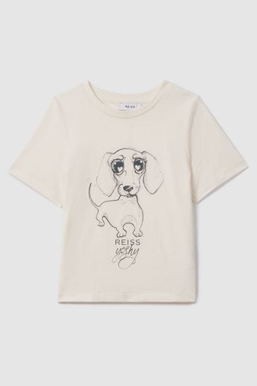 Reiss Ivory Print Yoshy Senior Cotton Print T-Shirt