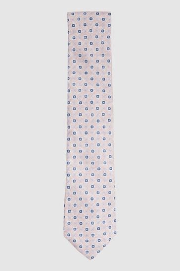 Reiss Soft Rose Basilica Silk Floral Print Tie