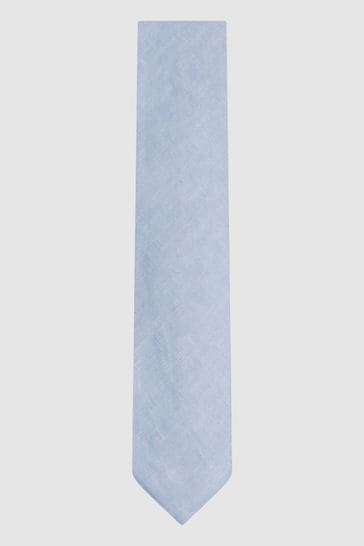Reiss Sky Blue Melange Vitali Linen Tie