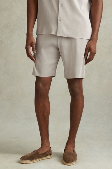 Reiss Silver Conor Ribbed Elasticated Waist Shorts