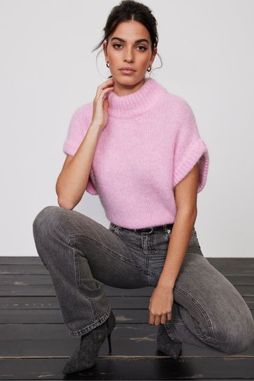 Mint Velvet Pink Cream Cable Knit Top