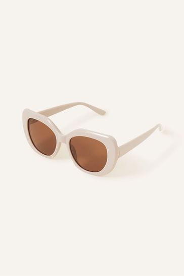 Accessorize Cream Oversized Soft Cateye Sunglasses