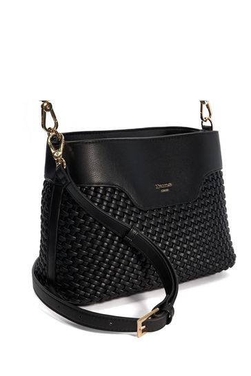 Dune London Black Dinidelphie Medium Woven Grab Bag