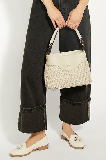 Dune London Cream Dinidelphie Medium Woven Grab Bag