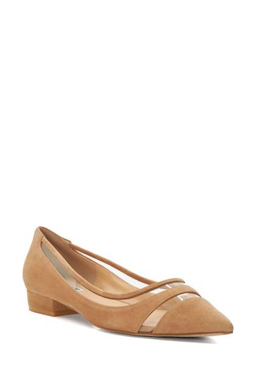Buy Dune London Brown Hepburn Vinyl Panel Pointy Ballerina Flats