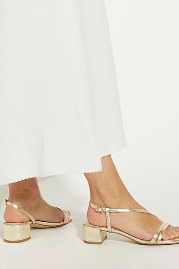 Dune London Gold Maryanna Low Block Heel Sandals