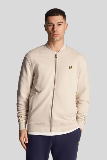 Lyle & Scott Cream Loopback Jersey Bomber Jacket