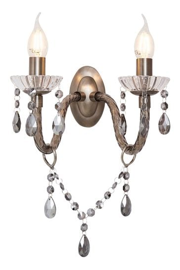 BHS Pewter Grey Darlia 2 Light Wall Lamp