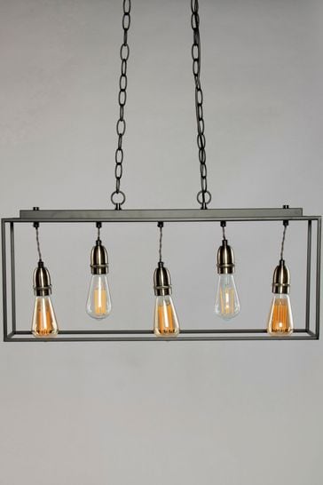 BHS Black Dexter Industrial Diner Style Box Pendant Ceiling Light