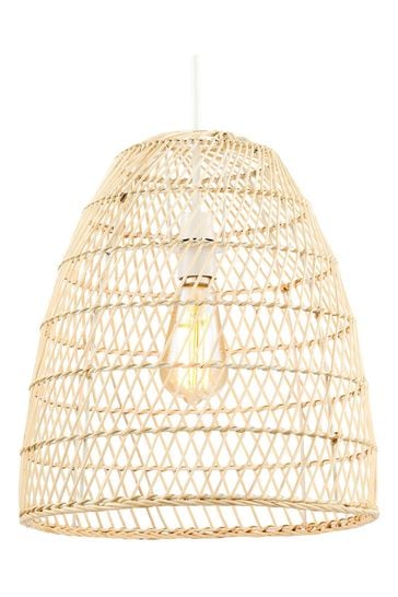 BHS Bleached Natural Rattan Tall Dome Easyfit Shade