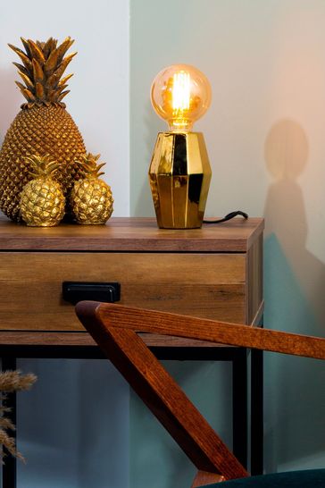 BHS Gold Elm Geometric Base Table Lamp