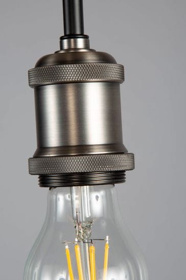 BHS Silver Mario Industrial 3 Light Semi Flush Ceiling Light