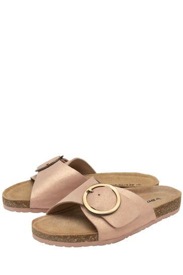 Dunlop Pink Ladies Single Large Buckle Footbed Sandals