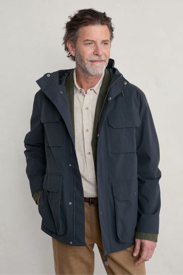 Seasalt Cornwall Blue Porthcurno Waterproof Mens Jacket