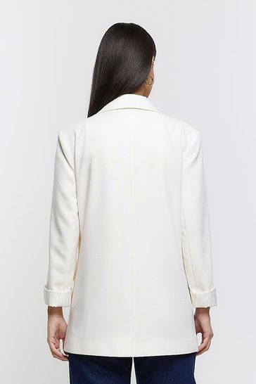 River Island Cream Rolled Sleeve Relaxed Blazer