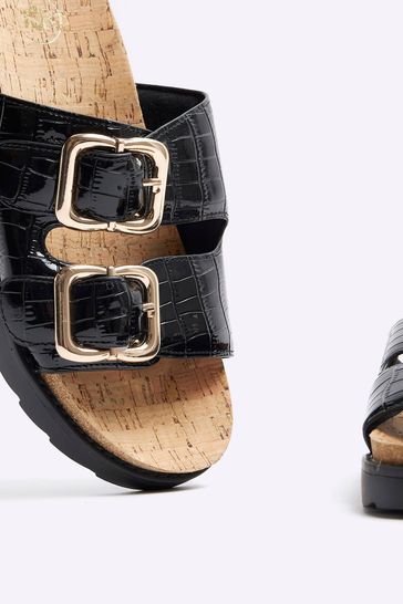 Buy River Island Black Double Buckle Sandals from Next France